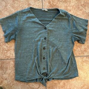 Weatherproof Vintage Button Down Green Blouse